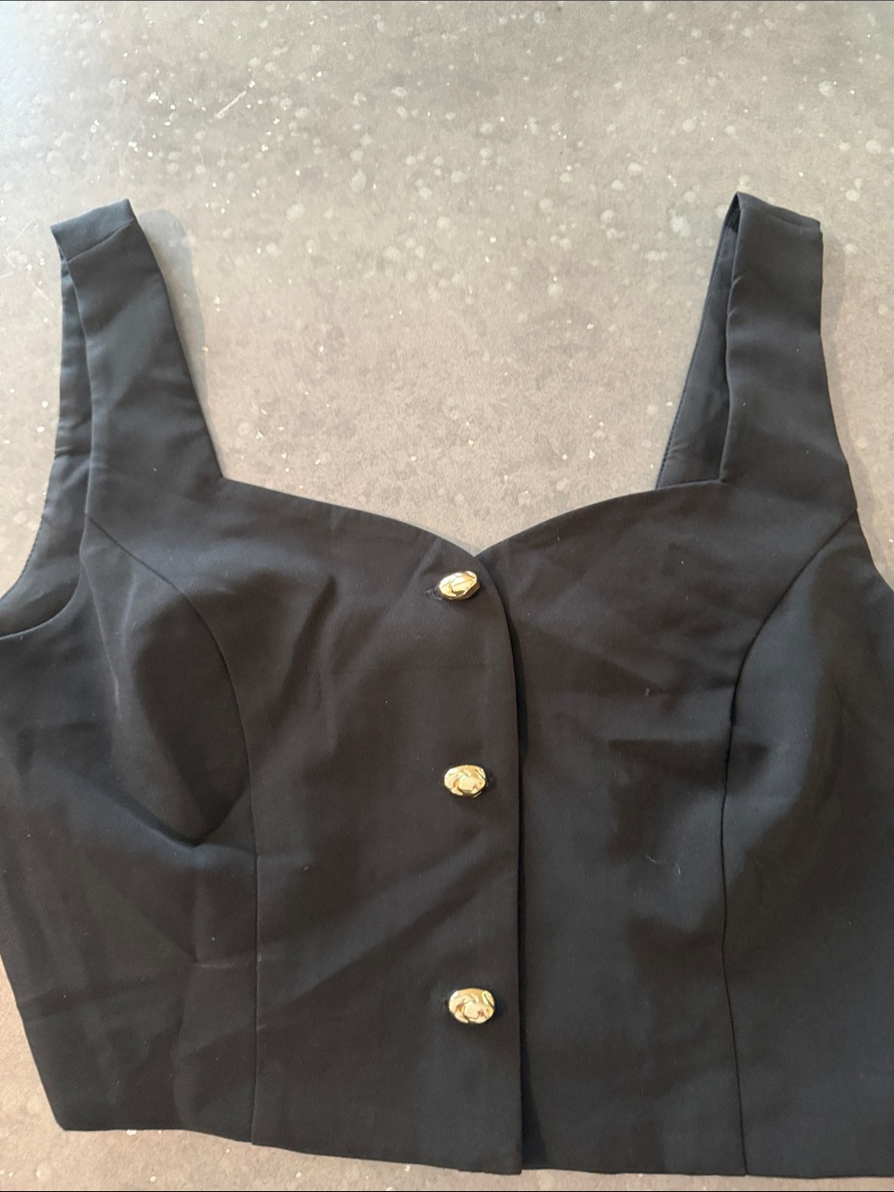 Sincerly Jules Black Strapless Crop Top with Gold Buttons